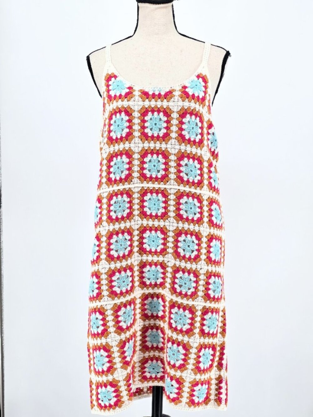 NWT Willow & Wind Crochet Granny Square Mini Dress - Size L